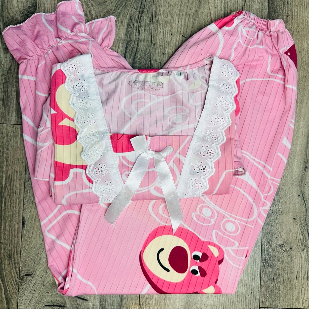Disney Toy Story Lotso Bear Girls Pajamas Set Long Sleeve Pullover Sleepwear.B58